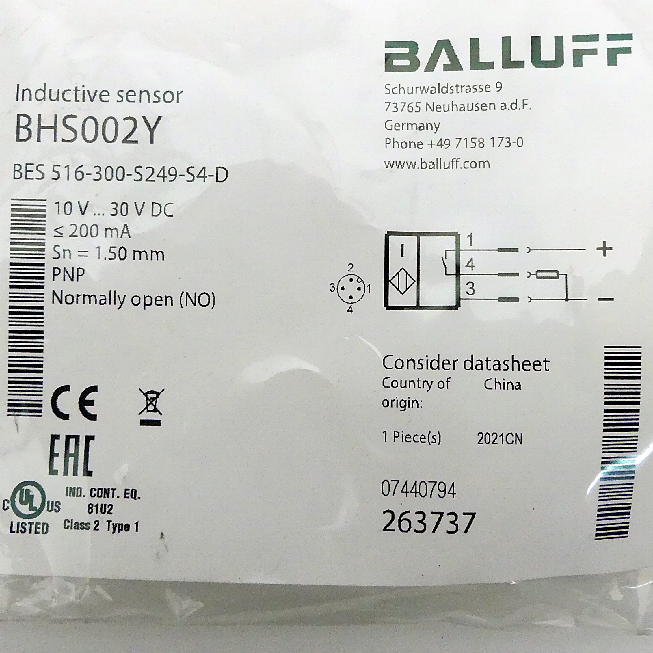 Induktiver Sensor BHS002Y 