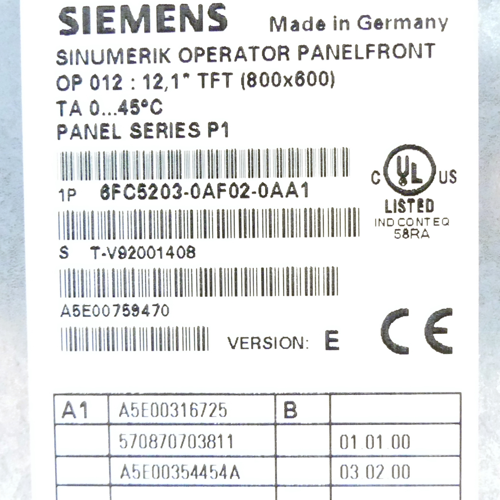 SINUMERIK operator panel 