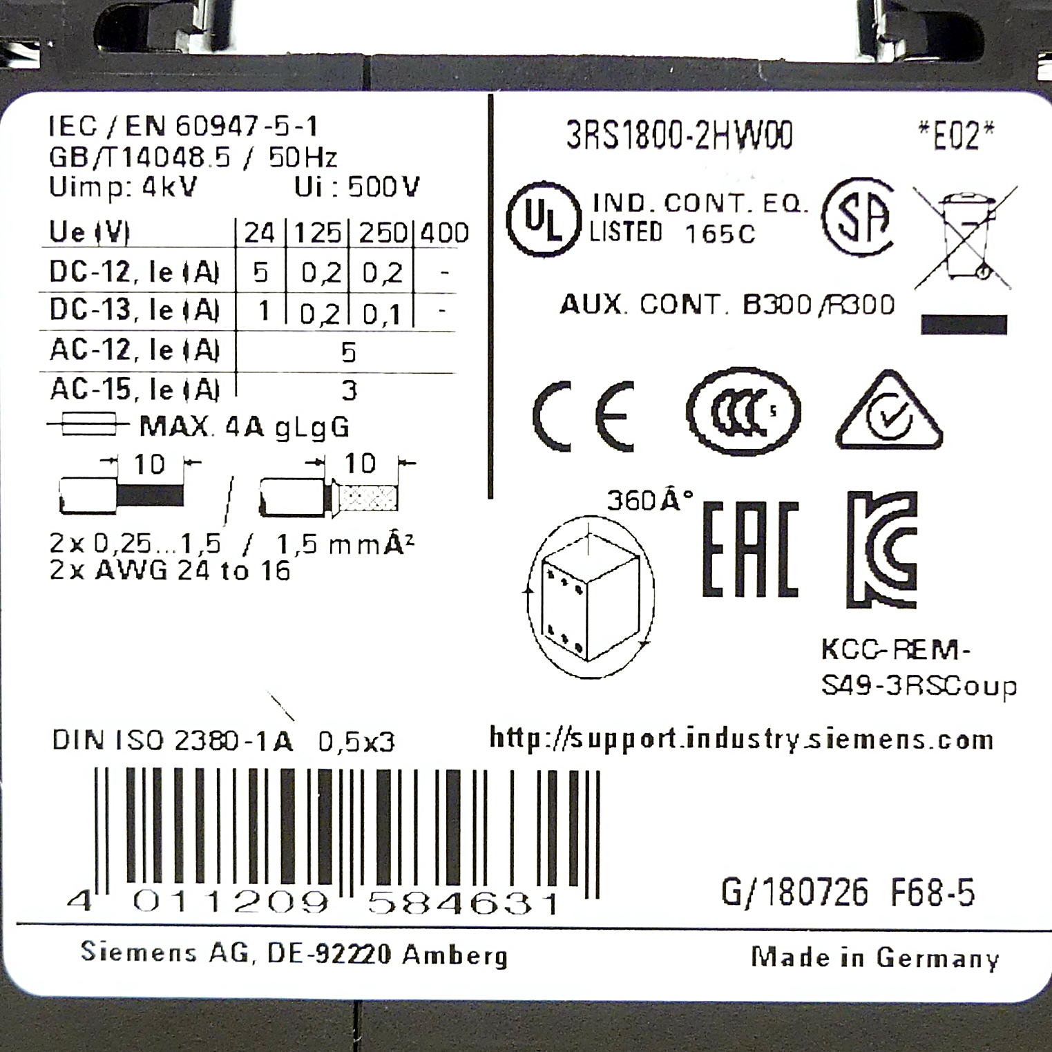 Coupling relay 3RS1800-2HW00 