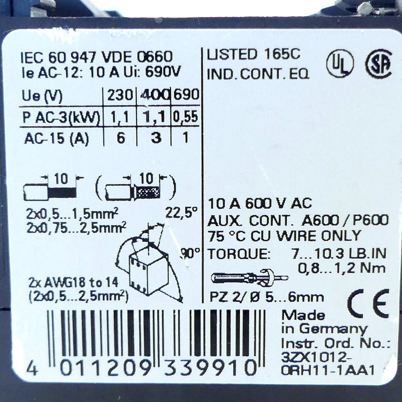 Auxiliary contactor 