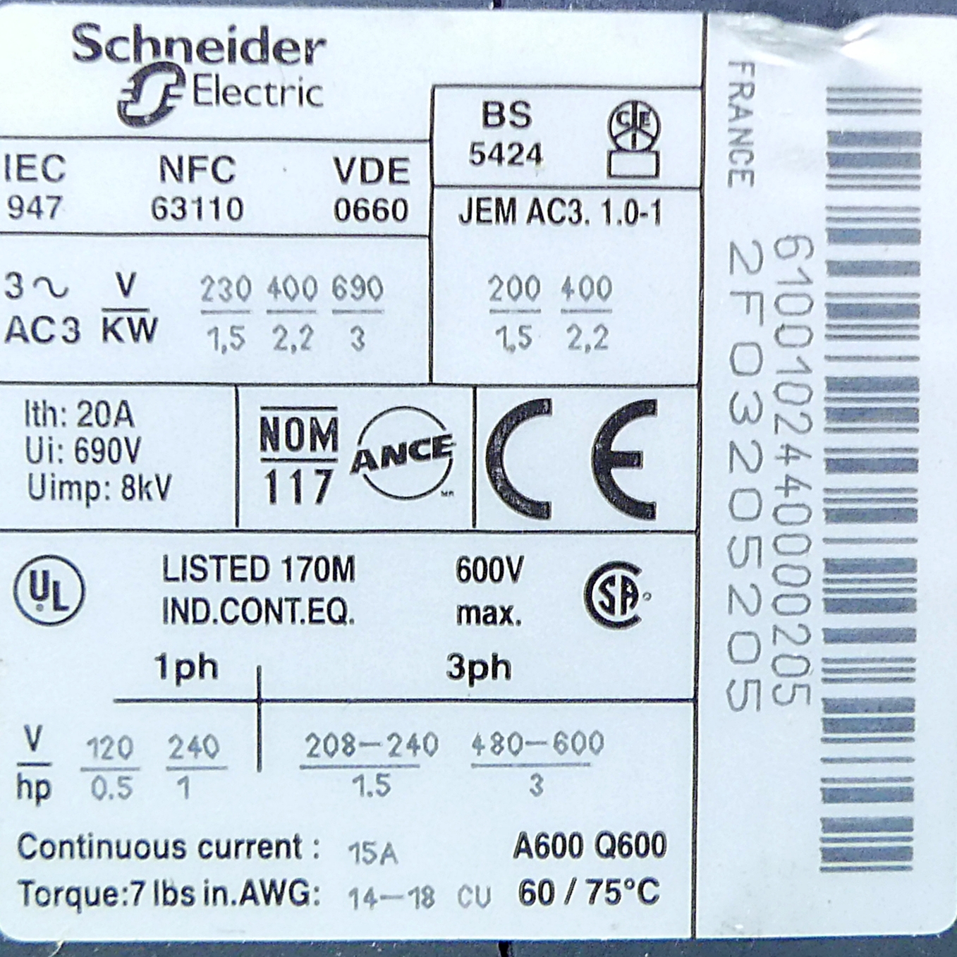 Reversing contactor 