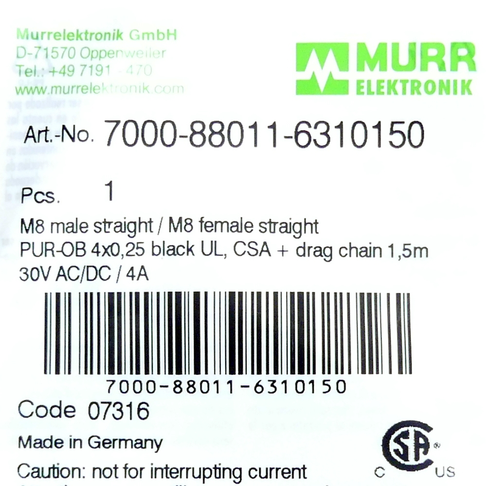 Sensor/actuator connector cable 