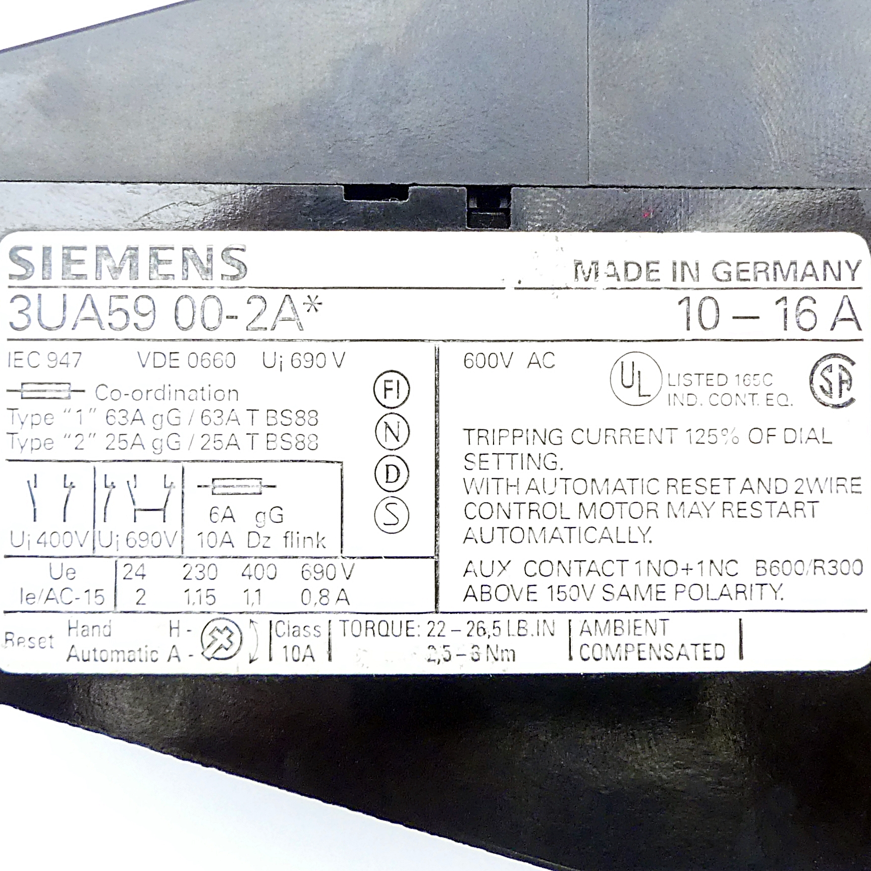 Overload relay 10-16A 