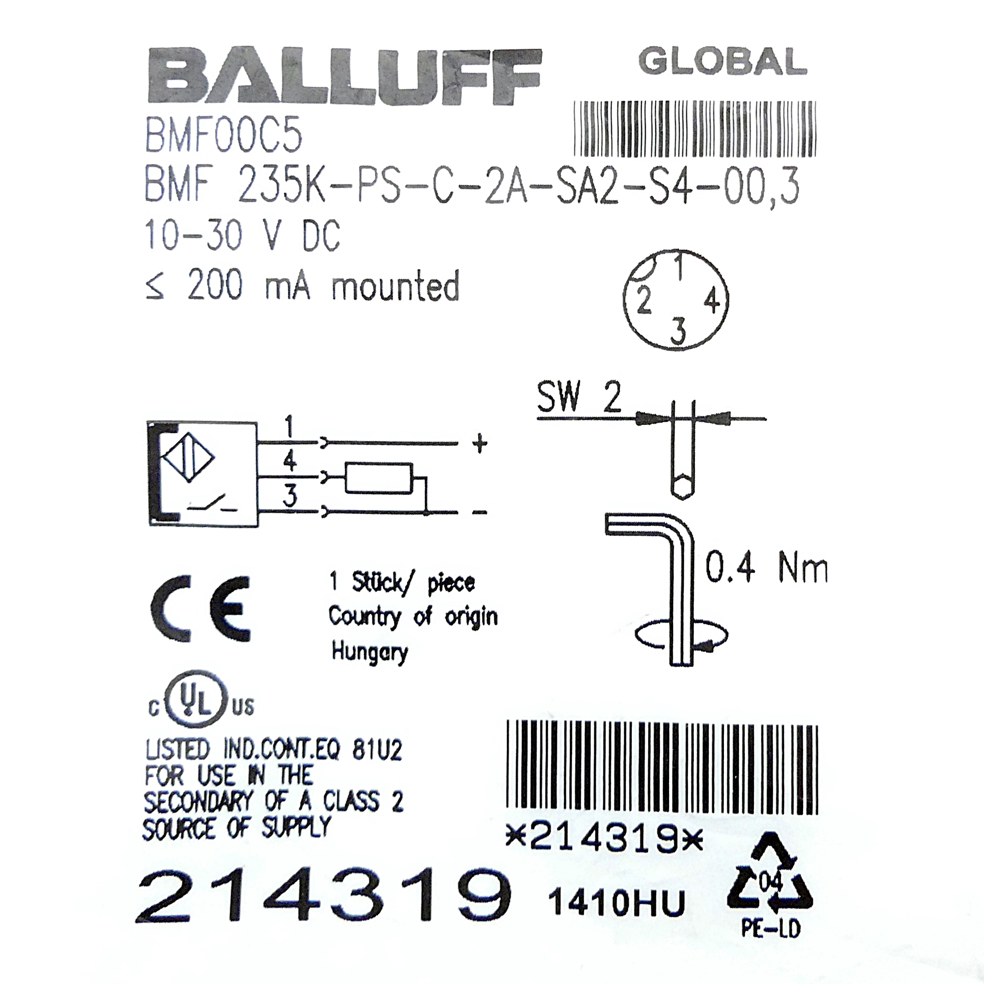 Cylinder switch BMF00C5 