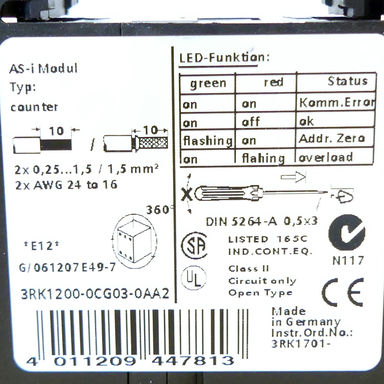 ASI-Modul SPS-Interface 3RK1200-0CG03-0AA2 