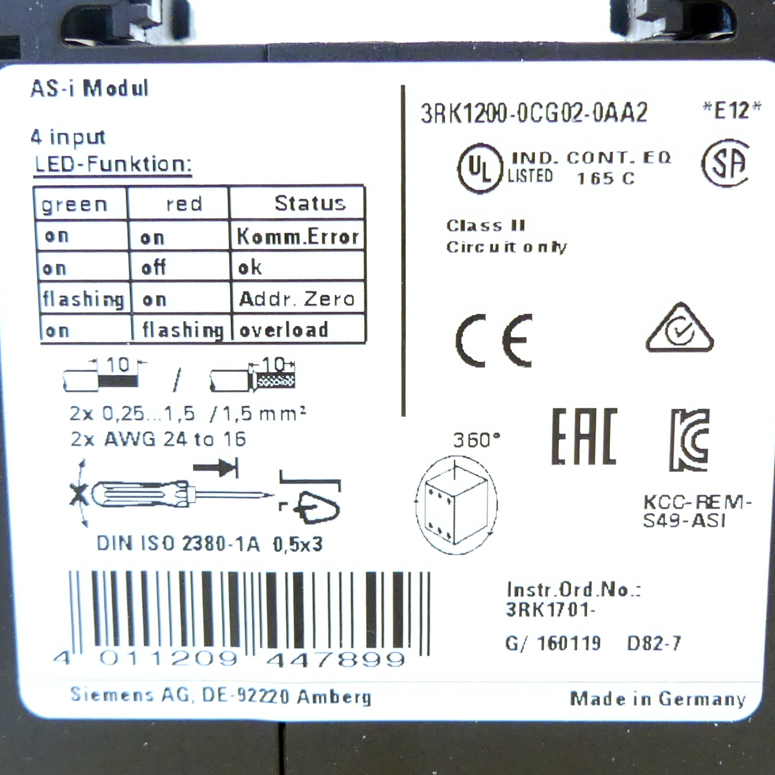 ASI-Modul SPS-Interface 3RK1200-0CG02-0AA2 