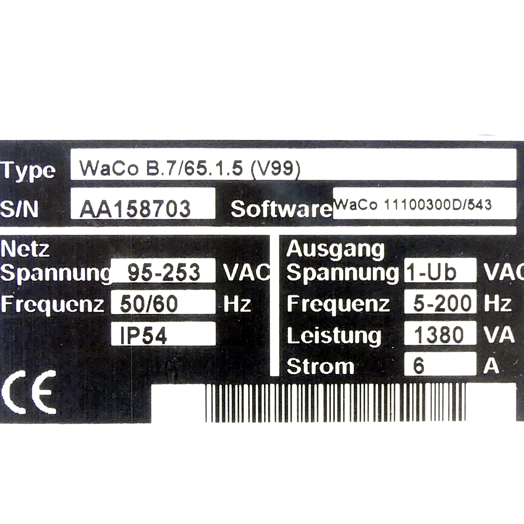 Control unit WaCo B.7/65.1.5 (V99) 