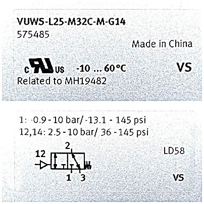 3/2 Directional control valve VUWS-L25-M32C-M-G14 