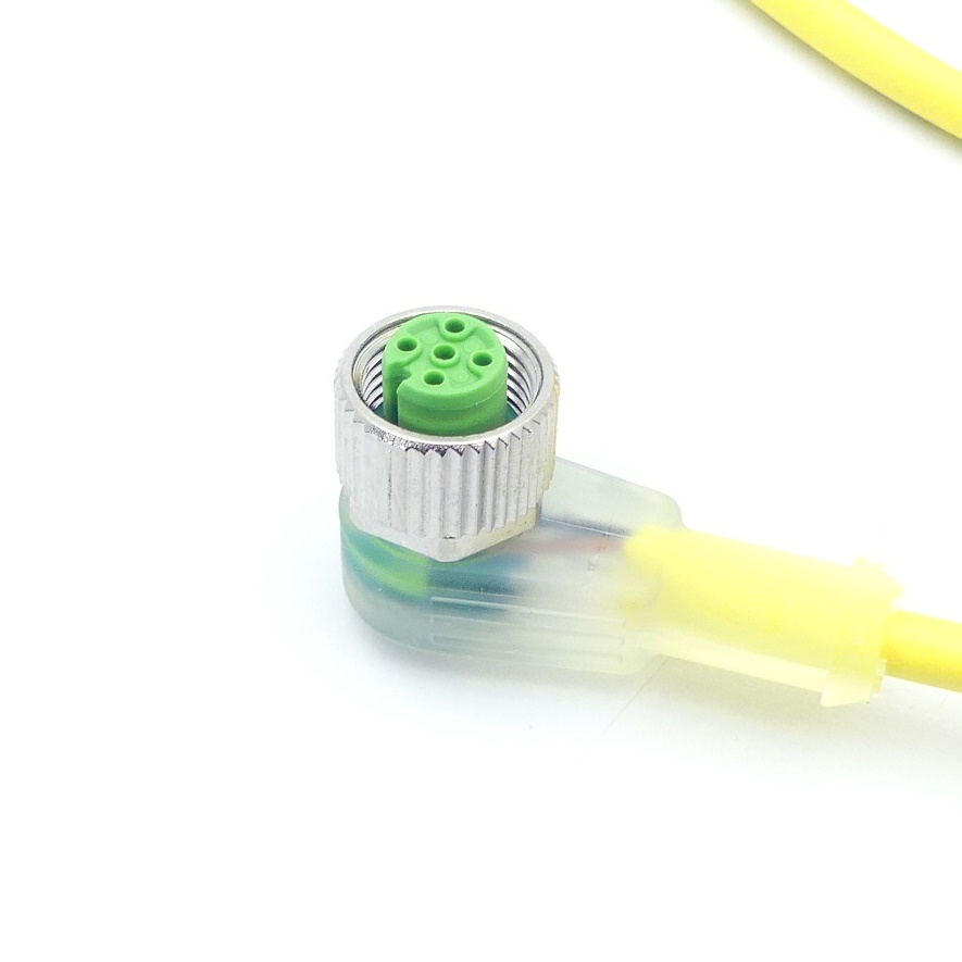 Connecting cable M12 St. 0° / M12 Bu. 90° A-kod. LED 