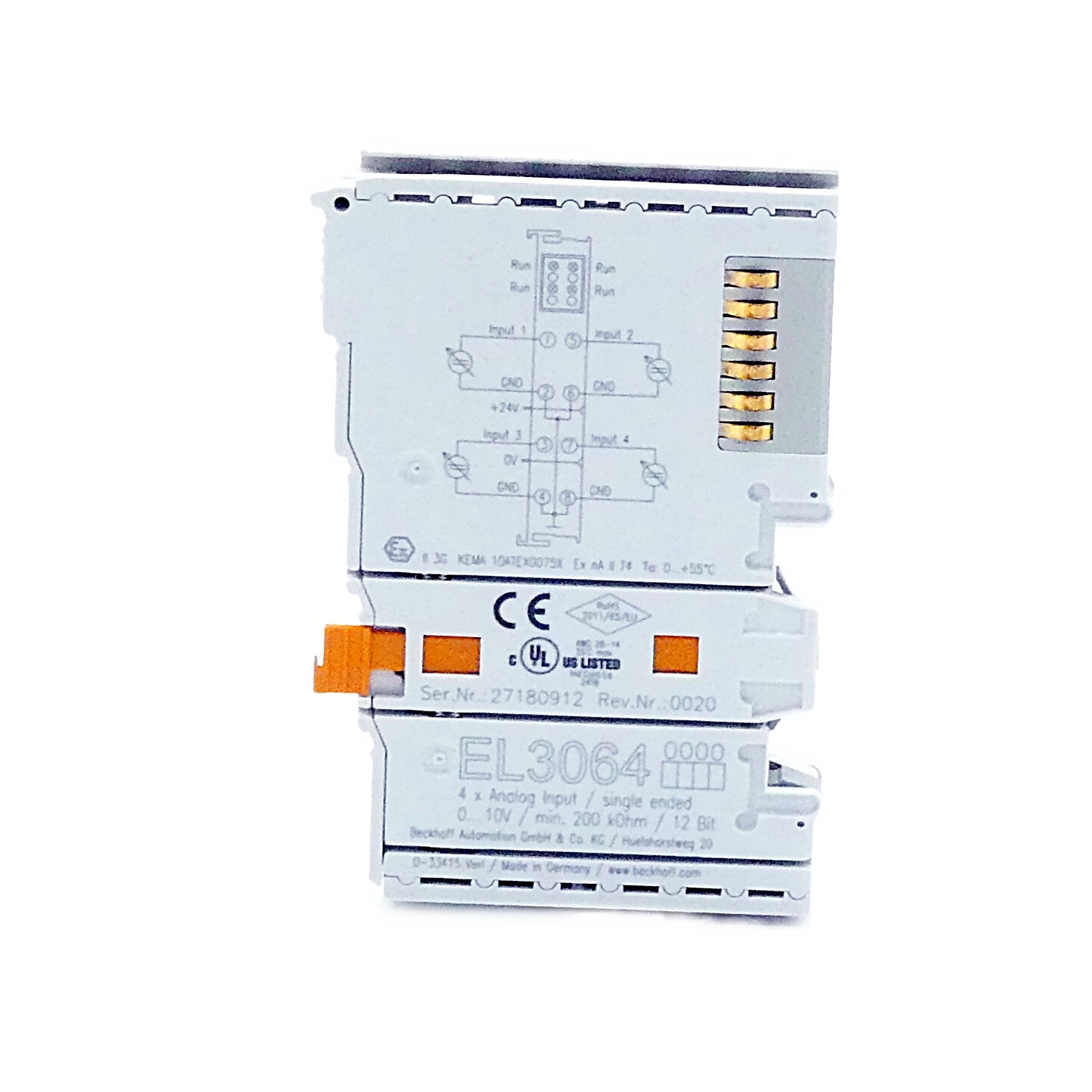 4-channel analog input, voltage, 0…10 V, 12 bit, single-ended 