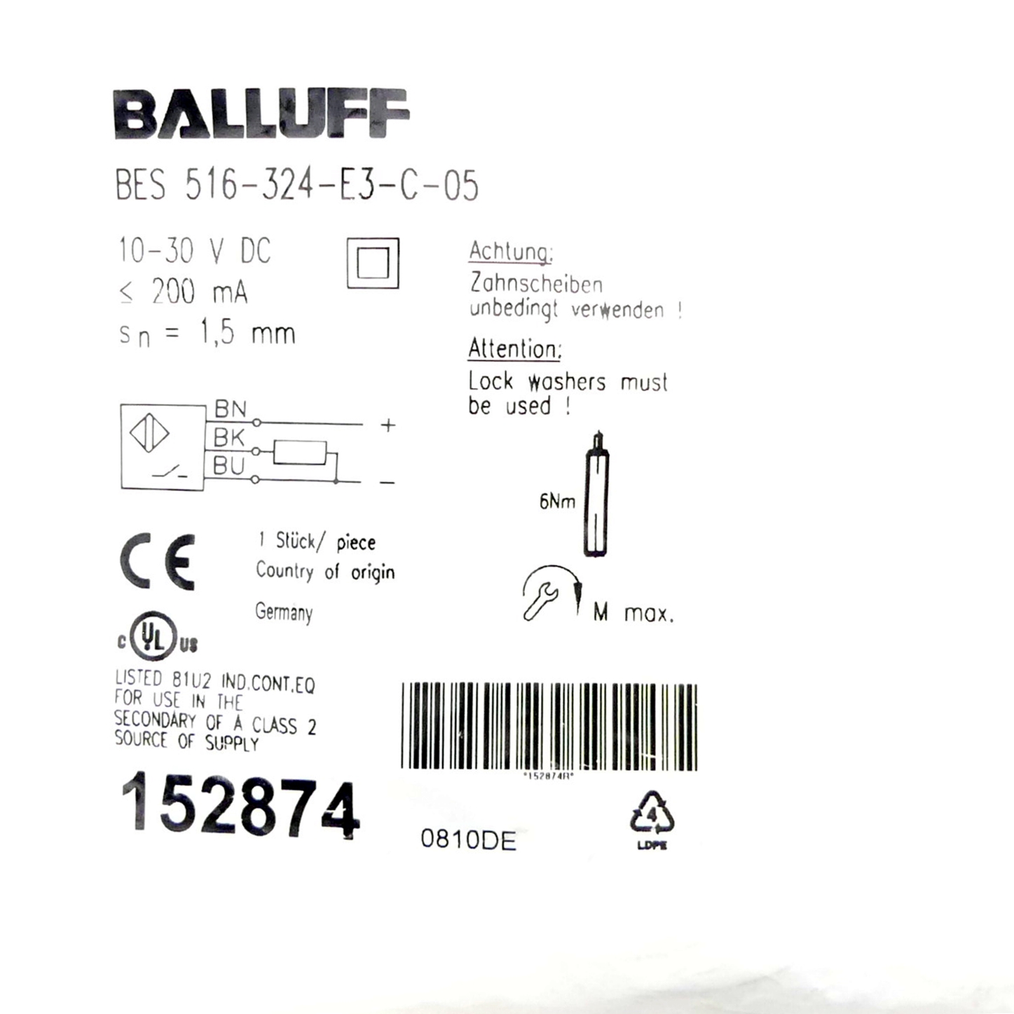 Induktiver Standardsensor BES00MM 